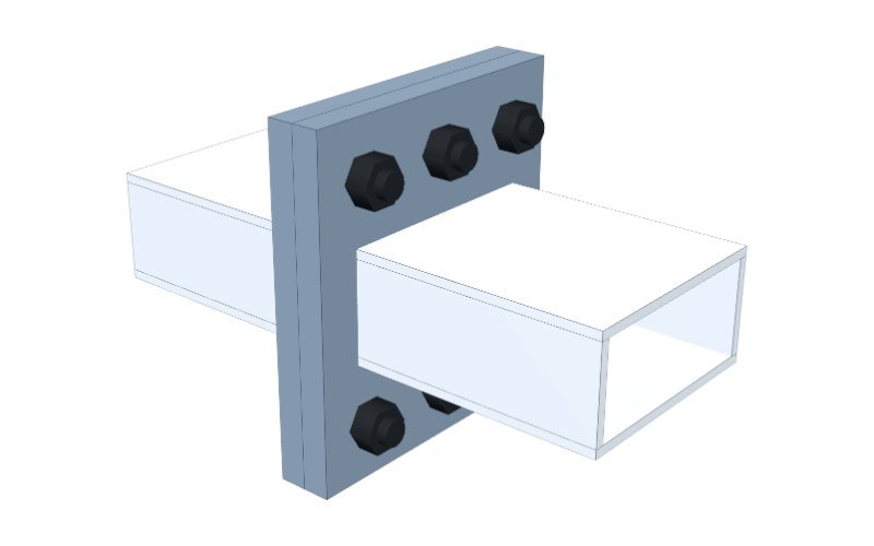 Hollow Section End Plate Splice - 3D view