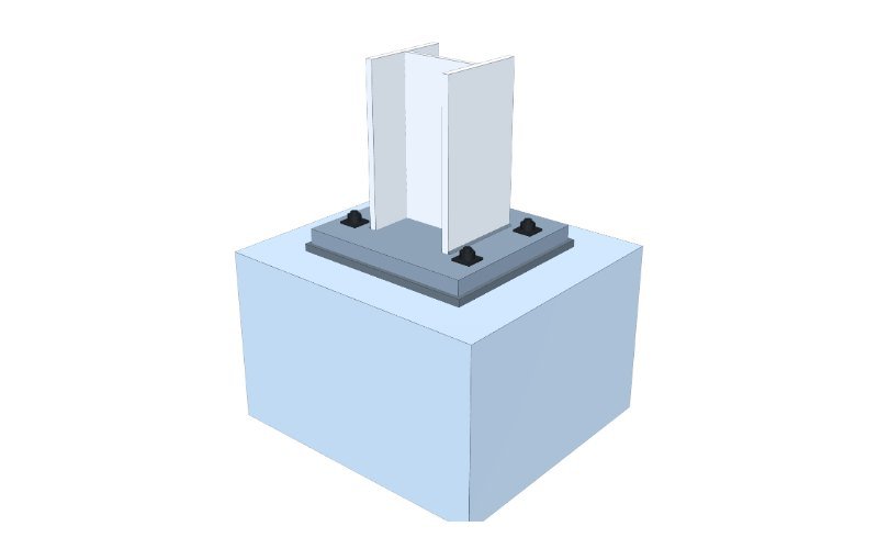 Moment base connection - 3D model