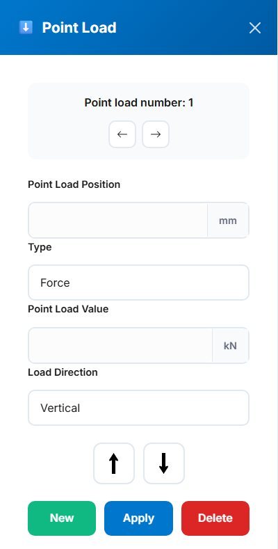 Point Load panel