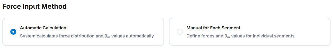 Force Input Method: Automatic Calculation or Manual for Each Segment