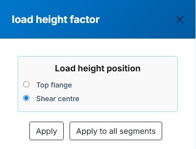 Load height factor panel with the load height position options